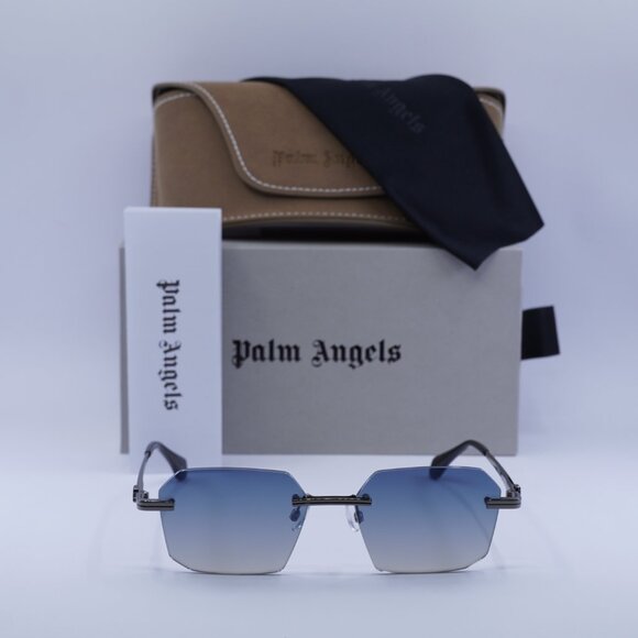 Palm Angels PERI10G QUARTZ 1007 Geometric Sunglasses - Gunmetal/Blue - Picture 3 of 11
